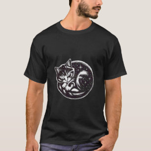 Cosmic Cat Sleeping Night Pet Lover T-Shirt