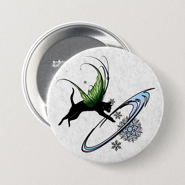 Cosmic Cat Snowflake 7.5 Cm Round Badge (Front & Back)