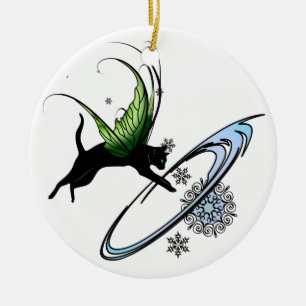 Cosmic Cat Snowflake Ceramic Tree Decoration