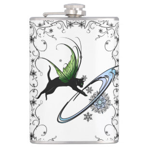 Cosmic Cat Snowflake Hip Flask
