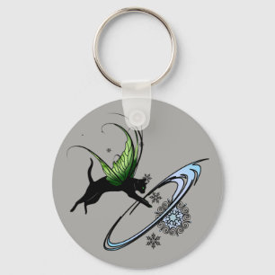 Cosmic Cat Snowflake Key Ring
