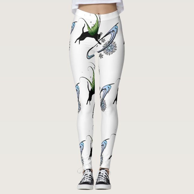 Cosmic Cat Snowflake Leggings (Front)