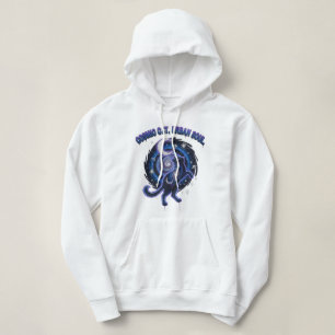 Cosmic Cat Spirit: 3D Graffiti Crop Hoodie - Embra