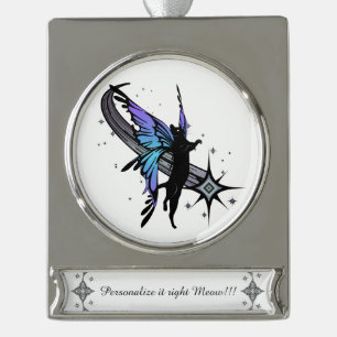 Cosmic Cat Star Silver Plated Banner Ornament