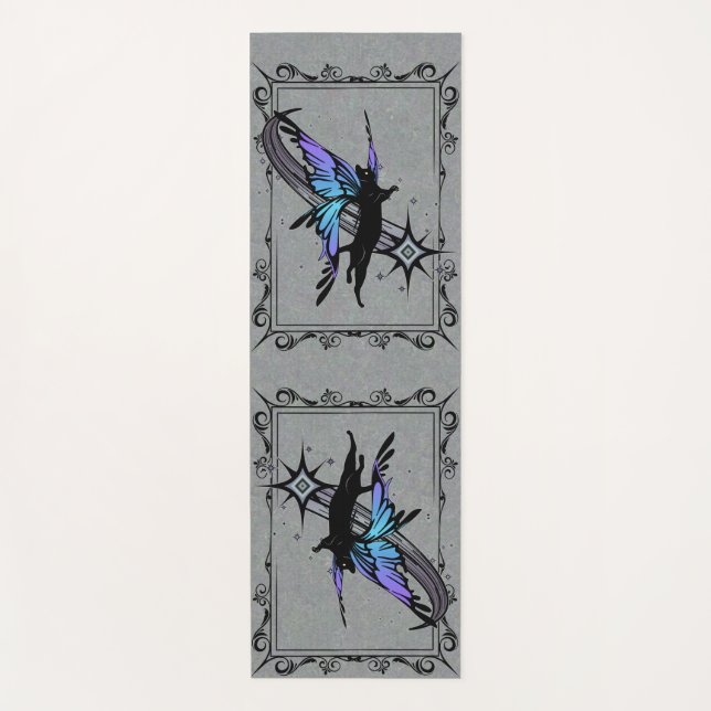 Cosmic Cat Star Yoga Mat (Front)