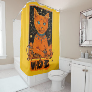 Cosmic Cat Tarot Reader   Orange Cat Art Shower Curtain