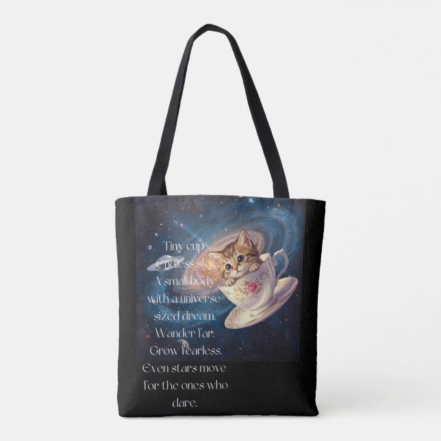 Cosmic Cat Tote Bag – Cute Space Kitten  (Back)