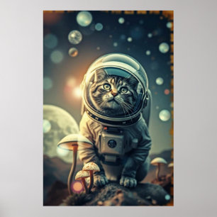 Cosmic Cat Trip – Retro Space Poster