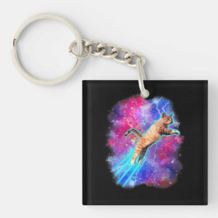 Cosmic Cats Funny Outer Space Tee Galaxy Kitty Kit Key Ring