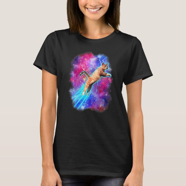 Cosmic Cats  Outer Space Galaxy Kitty Kittens T-Shirt (Front)