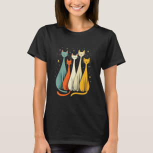 Cosmic Cats Under Night Sky T-Shirt