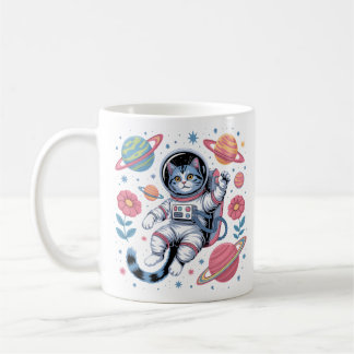Cosmic Catstronaut in Neon Space Vaporwave Coffee Mug