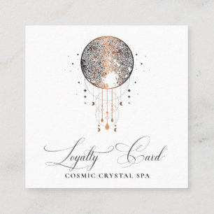 *~* Cosmic Celestial Boho QR Rewards Gold Stars  Loyalty Card