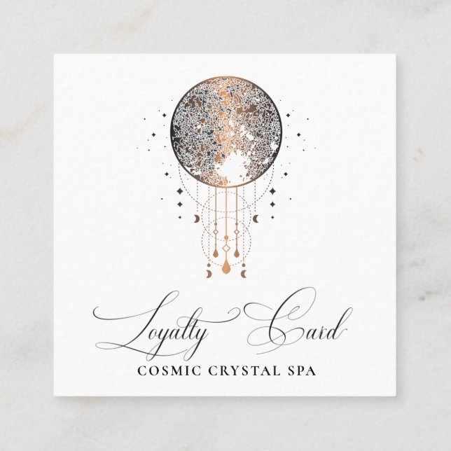 *~* Cosmic Celestial Boho QR Rewards Gold Stars  Loyalty Card (Back)