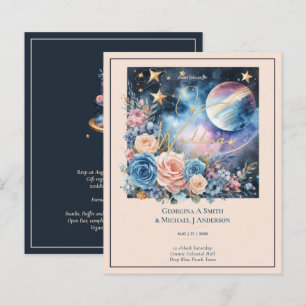 Cosmic Celestial Galaxy Starry Night Navy Blue