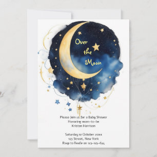 Cosmic Celestial Watercolor Baby Shower Invitation