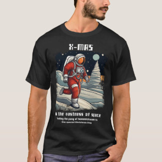 Cosmic Christmas Odyssey Astronaut-Inspired Festiv T-Shirt