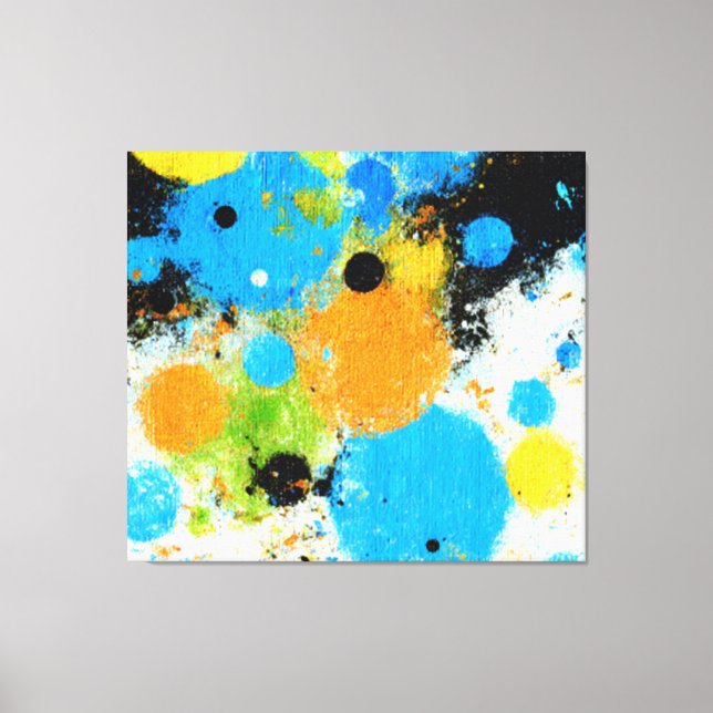Cosmic Chromatic Splatter: Abstract Orbit Canvas Print (Front)