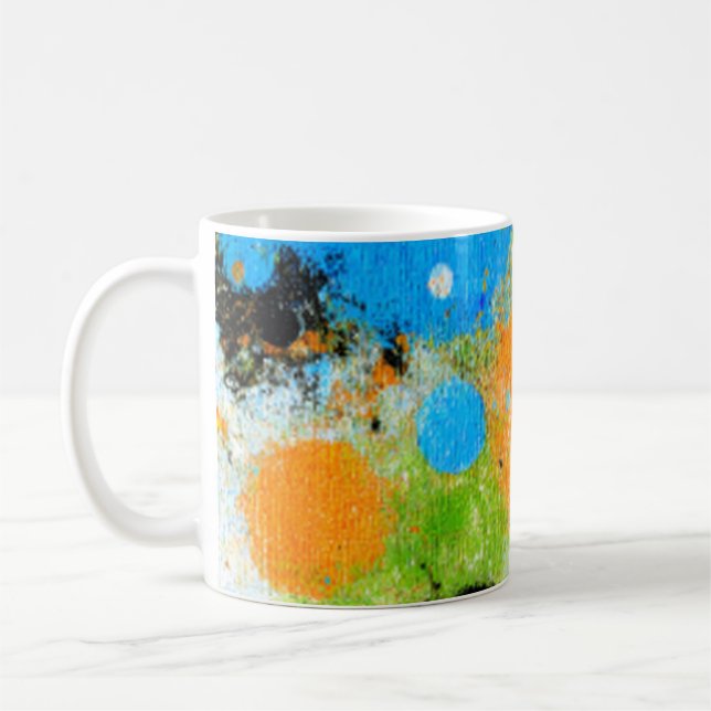 Cosmic Chromatic Splatter: Abstract Orbit Coffee Mug (Left)