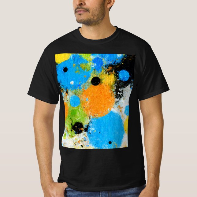 Cosmic Chromatic Splatter: Abstract Orbit T-Shirt (Front)