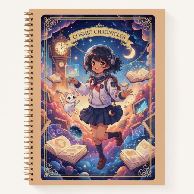 Cosmic Chronicles Astronaut Anime Girl Journal (Front)