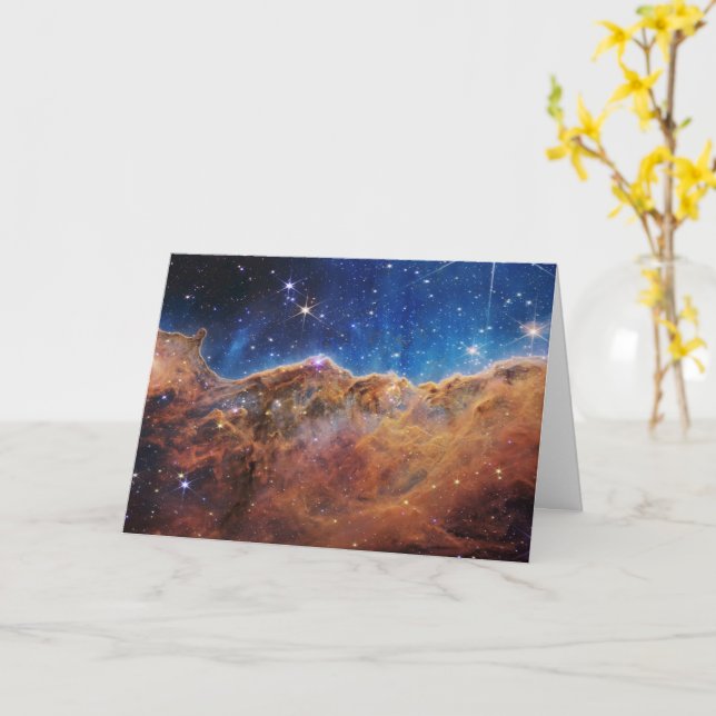 Cosmic Cliffs Carina Nebula Space Webb Telescope  Card (Yellow Flower)