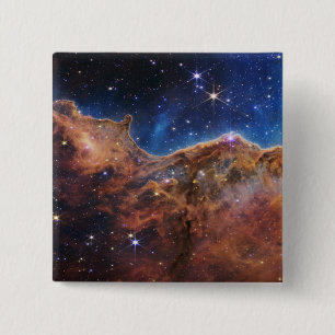 Cosmic Cliffs in Carina Nebula Space NASA Webb  15 Cm Square Badge