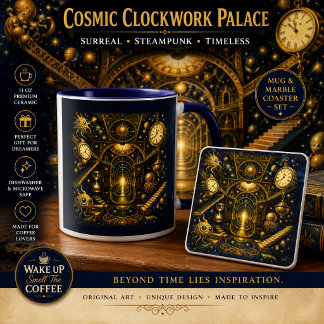 Cosmic Clockwork Palace Stone Coaster