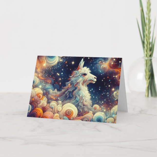 Cosmic Clouds Llama Card (Front)