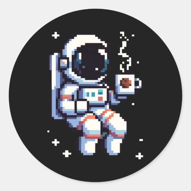 Cosmic Coffee Break: Astro Java - Space Sipper Classic Round Sticker (Front)
