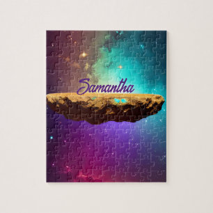Cosmic Colorful Universe Floating Asteroid Name Jigsaw Puzzle
