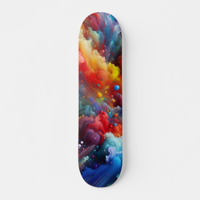 Cosmic Colour Burst Abstract Skateboard (Front)
