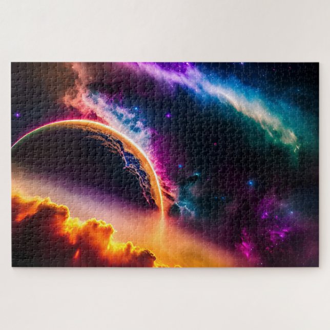 Cosmic Colourful Clouds and Stars in Universe Jigsaw Puzzle (Horizontal)