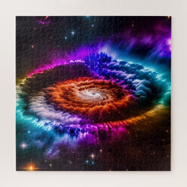Cosmic Colourful Spiral Galaxy in Universe Jigsaw Puzzle (Horizontal)