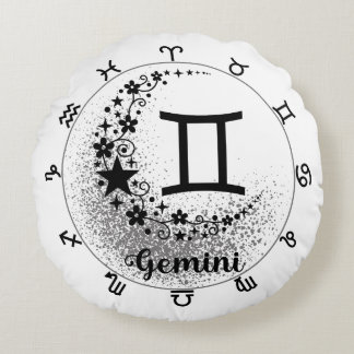 Cosmic Comfort Cushion: Embrace Your Inner Gemini Round Cushion