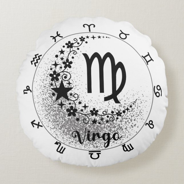 Cosmic Comfort Cushion: Embrace Your Inner Virgo Round Cushion (Front)