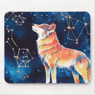 Cosmic Constellation Wolf Vibrant Galaxy Mouse Mat