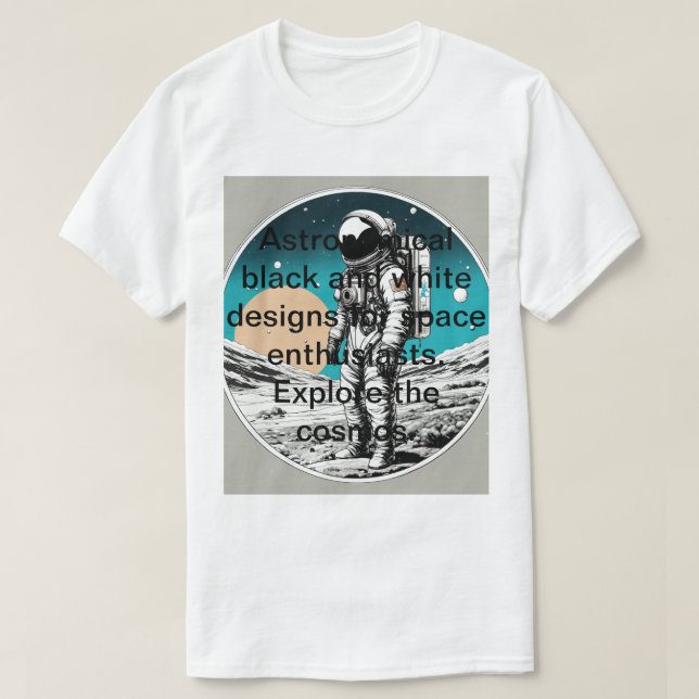Cosmic Contrast: Black and White Space Creations T-Shirt (Design Front)
