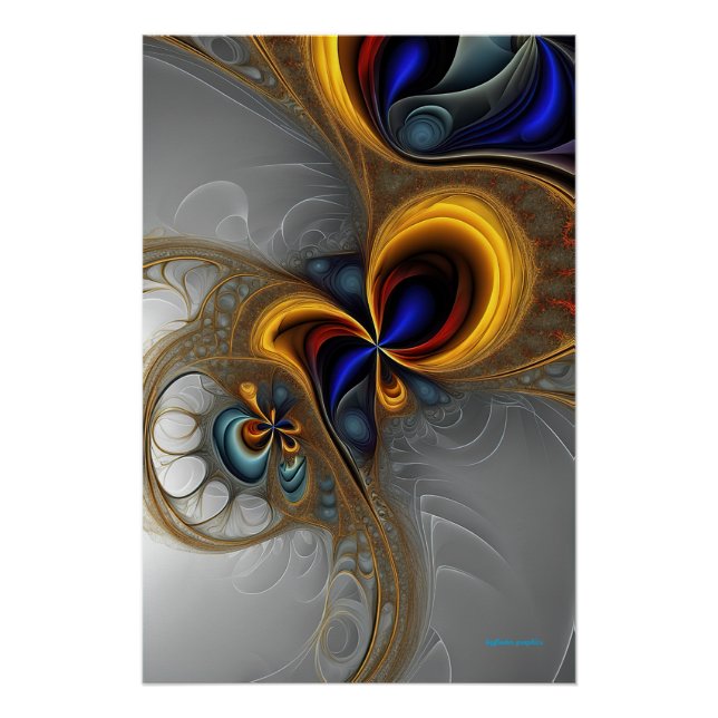 Cosmic Convergence: AI-Multicolored Fractal Poster (Front)