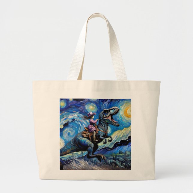 Cosmic Cowgirl Voyage - Dino Ride Tote Bag (Front)