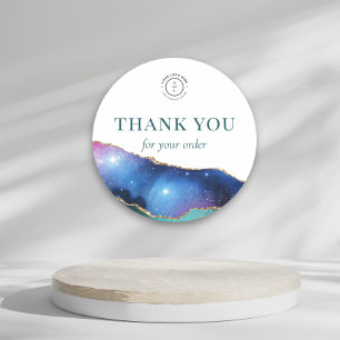 Cosmic Crystal Geode Business Logo Thank You  Classic Round Sticker