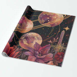 Cosmic Crystal Ringed Planet Fantasy Art (11) Wrapping Paper