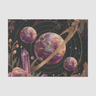Cosmic Crystal Ringed Planet Fantasy Art (1) Tissue Paper