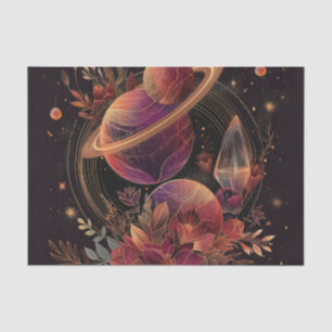 Cosmic Crystal Ringed Planet Fantasy Art (2) Tissue Paper