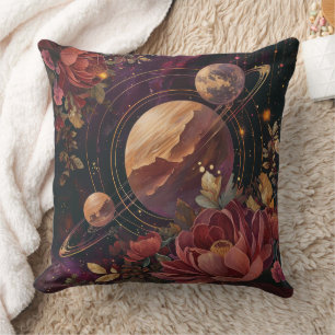 Cosmic Crystal Ringed Planet Fantasy Art (3) Cushion