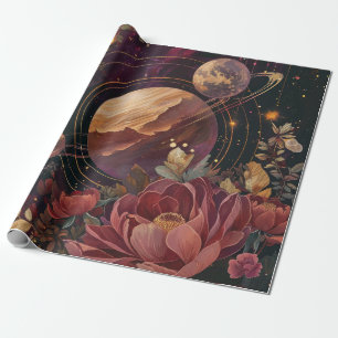 Cosmic Crystal Ringed Planet Fantasy Art (3) Wrapping Paper