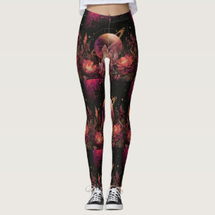 Cosmic Crystal Ringed Planet Fantasy Art (4) Leggings