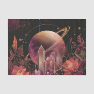 Cosmic Crystal Ringed Planet Fantasy Art (4) Tissue Paper