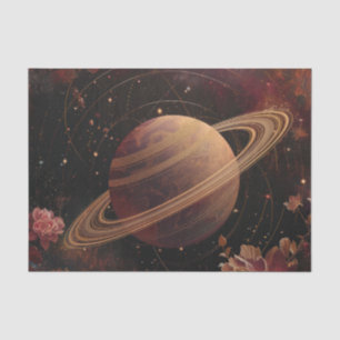 Cosmic Crystal Ringed Planet Fantasy Art (5) Tissue Paper