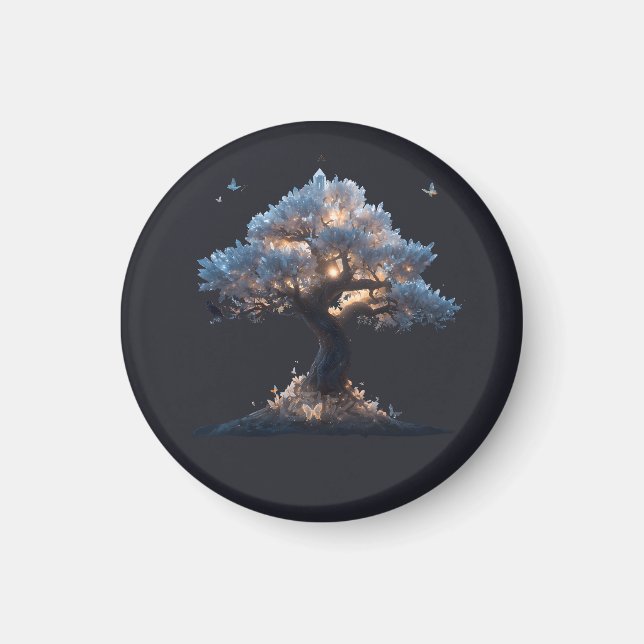 Cosmic Crystal Tree Art – Dreamy Nature Design Magnet (Front)